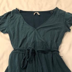 Blue-green wrap dress